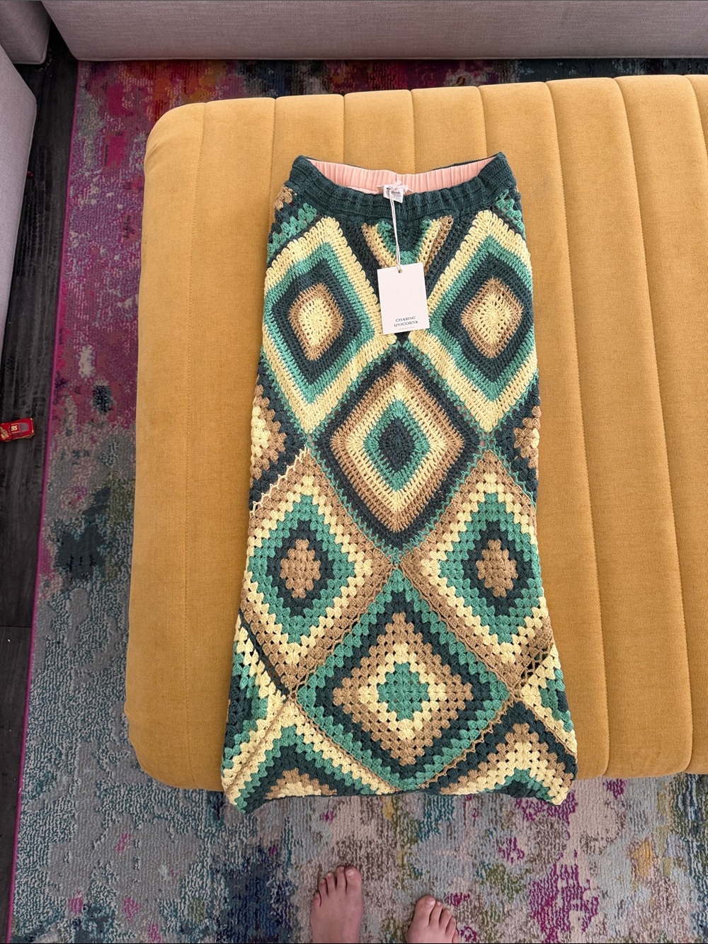 Chasing Unicorns Weather with you Green Multi Crochet Skirt and Top Set - Picture 4 of 6